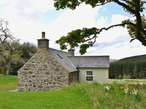 an old stone house in a grassy field at Jocky Milnes Croft in Haugh of Glass