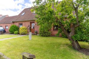 a brick house with a tree in the yard at Ferienwohnung-Elli in Garding