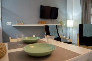 TV a/nebo společenská místnost v ubytování Novam Loft Terrace Centro Málaga