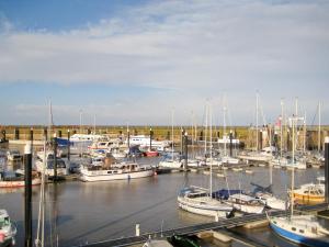 a bunch of boats docked in a harbor at Quantock Hideaway in Nether Stowey