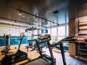 a gym with two treadmills and other cardio equipment at ibis Styles Poços de Caldas in Poços de Caldas