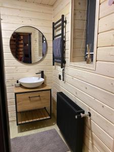 a bathroom with a sink and a mirror at ЗаҐора in Tatariv +44 photos
