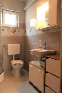 uma casa de banho com um WC e um lavatório em Apartmani Andrija em Jezera