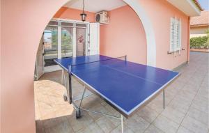 uma mesa de pingue-pongue azul num quarto em Villa Capri em Fiuzzi