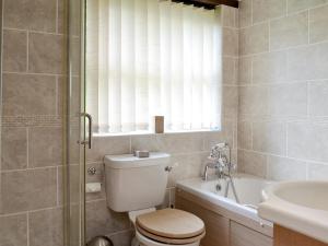 a bathroom with a toilet and a tub and a sink at Walled Garden Lodge in Ryhill
