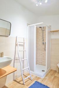 W łazience znajduje się prysznic z drabiną. w obiekcie AceroRosso Farmhouse w mieście Sarzana