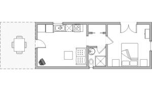 a floor plan of a small house at La bastide neuve - le cabanon in La Môle