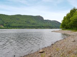 a body of water with trees and mountains in the background at Leatheswater in Thirlmere