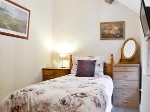 Llandrillo-yn-RhôsにあるBryn Euryn Cottage - 28135のベッドルーム1室(ドレッサー付きベッド1台、鏡付)