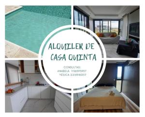 un collage de fotos de una casa con piscina en Hospedaje San Miguel del Monte en San Miguel del Monte
