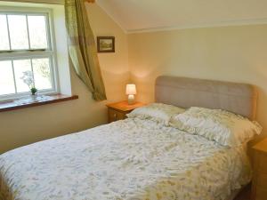 a bedroom with a bed and a window at Isfryn in Llanystumdwy