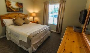 a bedroom with a large bed and a television at Skiers Lodge in Park City