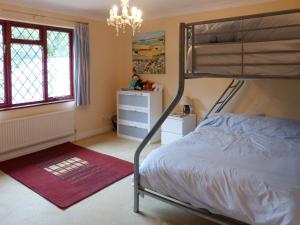 a bedroom with a bunk bed and a chandelier at Gearys in Freshwater