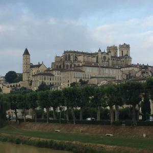 a large building on top of a hill with trees at Maison de rue: Auch in Auch