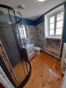 a bathroom with a shower and a toilet at Maison de rue: Auch in Auch