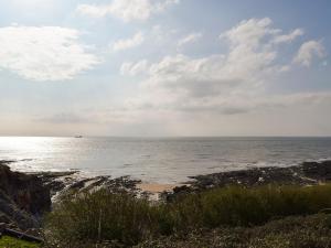 a view of the ocean from a rocky beach at Snow Whites House - Uk11479 in Felindre