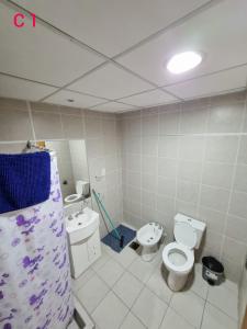 a bathroom with a toilet and a bidet and a sink at FAMILY HOUSE MALARGUE in Malargüe