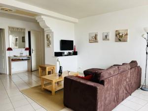 Telewizja i/lub zestaw kina domowego w obiekcie Appartement T2 centre ville, charme ancien, terrasse, Wi-Fi, animal toléré - FR-1-495-117