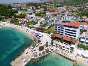 an aerial view of a beach and buildings at Hotel San Antonio in Podstrana