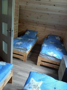 Pokój z 2 łóżkami piętrowymi w kabinie w obiekcie Apartamenty i domki letniskowe Galapagos w Okunince