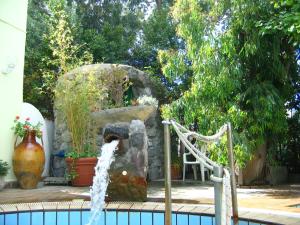 a water fountain in front of a swimming pool at Hotel Europa in Ischia
