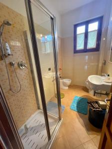 a bathroom with a shower and a sink at B&B Camelia in Città di Castello