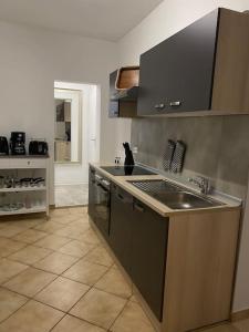 a kitchen with a sink and a counter top at Tolle Ferienwohnung im Herzen von Thüringen in Eisenach