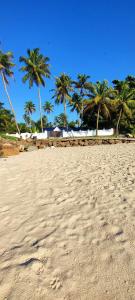 a sandy beach with palm trees in the background at Marari Sailor Homes in Shertallai