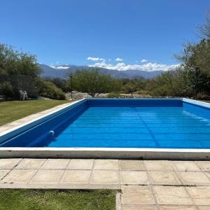 una gran piscina azul con montañas en el fondo en Chañar y Algarroba en Cafayate