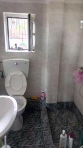 uma casa de banho com um WC, um lavatório e uma janela em 150ευρώ η μέρα em Oropós