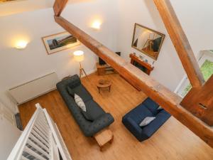 an overhead view of a living room with furniture at Clover Cottage in Kirkby Stephen