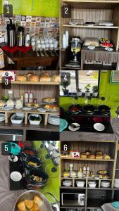 un collage de fotos de diferentes tipos de comida en Hotel Ibirapuera en Barretos