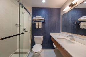 a bathroom with a toilet and a sink and a shower at Fairfield Inn by Marriott JFK Airport in Queens