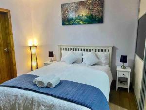 Ένα ή περισσότερα κρεβάτια σε δωμάτιο στο Lovely 1 bed Studio Apartment with free parking