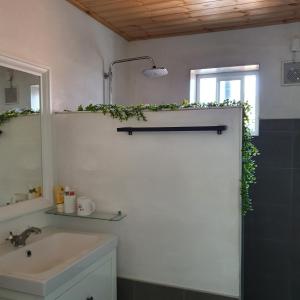 a bathroom with a sink and a mirror at Jeju Damda in Jeju