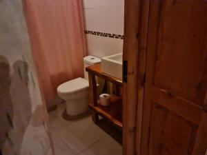 a bathroom with a toilet and a sink at HuiloHuilo San Avellano en Reserva Biologica in Huilo Huilo