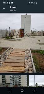 a collage of two pictures of a park with a playground at II Cerca de la playa y del centro in La Serena