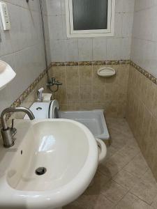 a bathroom with a sink and a toilet at Welcom Tourist Hostel in Dubai