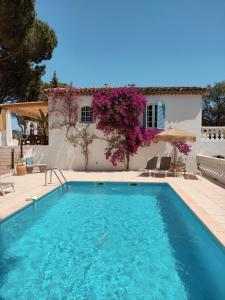 una piscina frente a una villa en Domaine l'Oiseau Bleu, en Sainte-Maxime