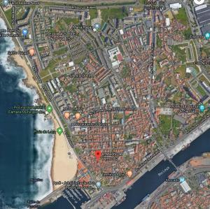 mapa miasta i plaży w obiekcie Porto.Leça - Studios and Apts (Apt H) w mieście Leça da Palmeira