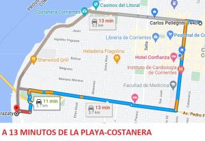 una mappa di la plaza las colinas di Depto Temporario Centro Corrientes a Corrientes