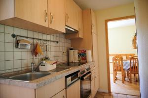 Ett kök eller pentry på Süße Wohnung direkt am Wald rotes Haus EG
