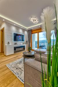 a living room with two couches and a tv at Apartment Papillon 5 in Zlatibor