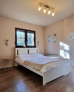 - une chambre avec un grand lit et une fenêtre dans l'établissement Vila Lucic Zlatibor, à Zlatibor