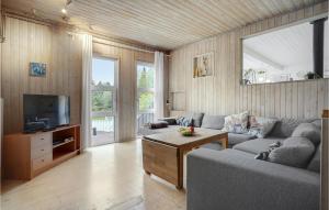 エーベルトフトにあるNice Home In Ebeltoft With Sauna, Wifi And Indoor Swimming Poolのリビングルーム(ソファ、テレビ付)