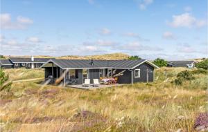 een huis met een zwart dak in een veld bij 3 Bedroom Gorgeous Home In Fan in Sønderho