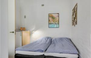 阿灵厄Lovely Apartment In Allinge With Wifi的卧室里有一张床，床上有一条毯子