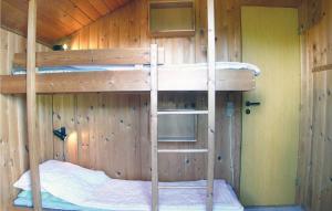 BjerregårdにあるAmazing Home In Hvide Sande With Kitchenの壁に囲まれた木製の部屋の二段ベッド1台分です。