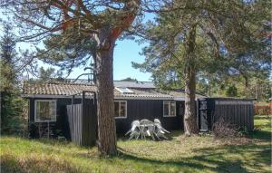 a black cabin with two chairs in front of it at 1 Bedroom Beautiful Home In Nex in Neksø