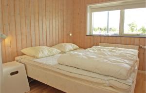uma cama com duas almofadas num quarto com uma janela em Lovely Home In Haderslev With Wifi em Årøsund